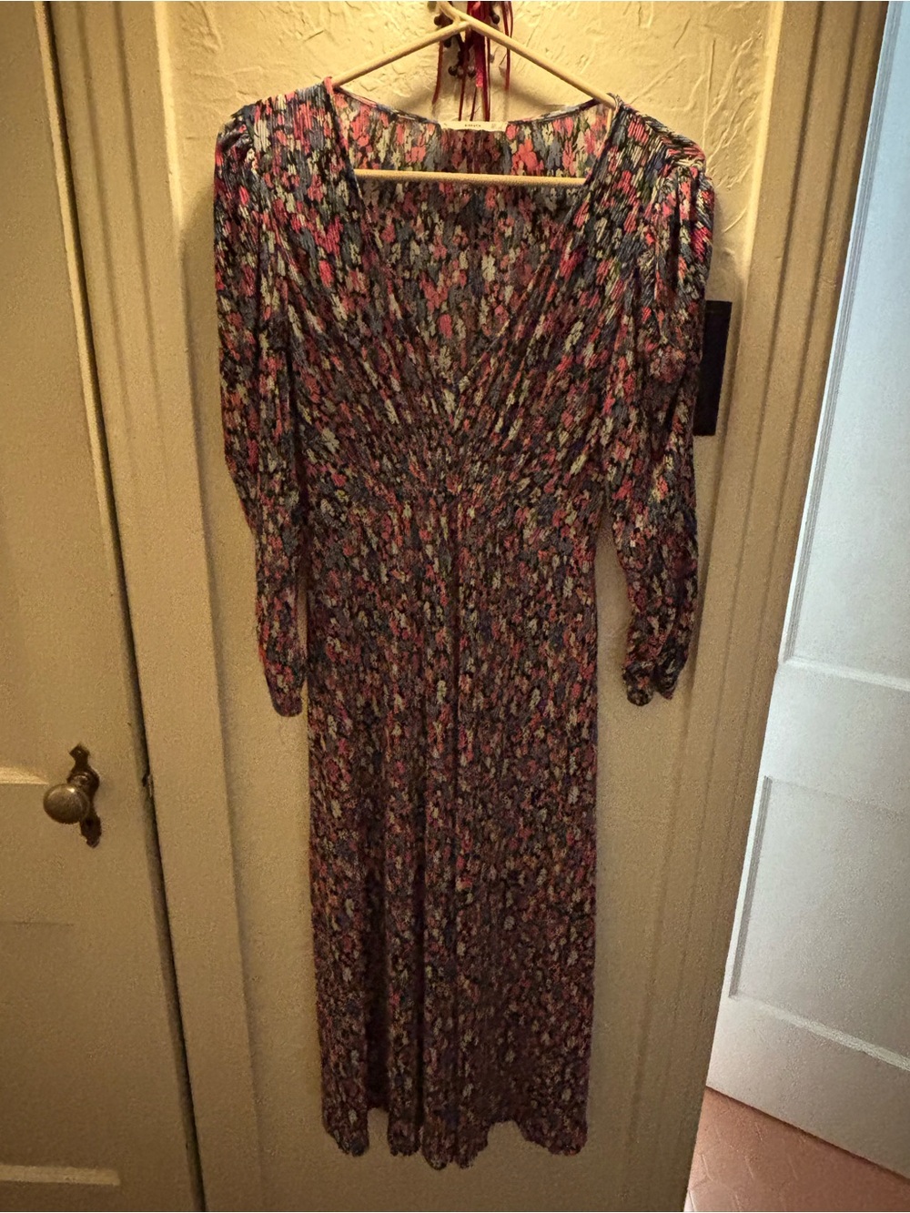 Mango Pink and Blue Floral Midi Dress